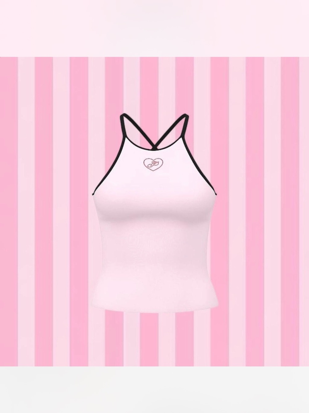 VS PINK  Light Pink Tank Top with Black Trim and bling logo